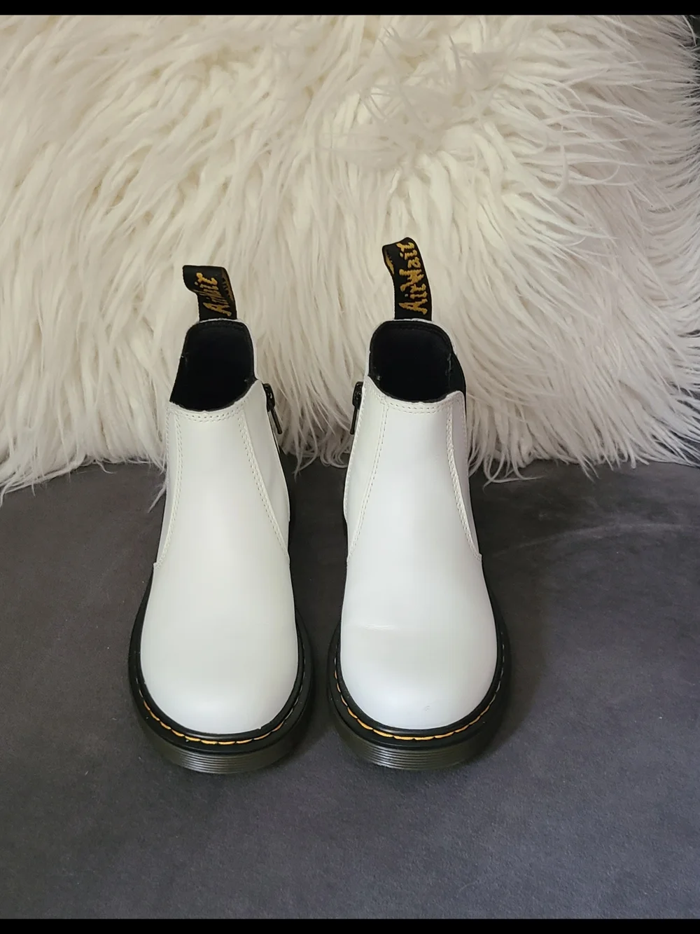 Dr. Martens White Leather Kids Chelsea Boots 